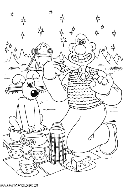 wallace and gromit were rabbit coloring pages - photo #14
