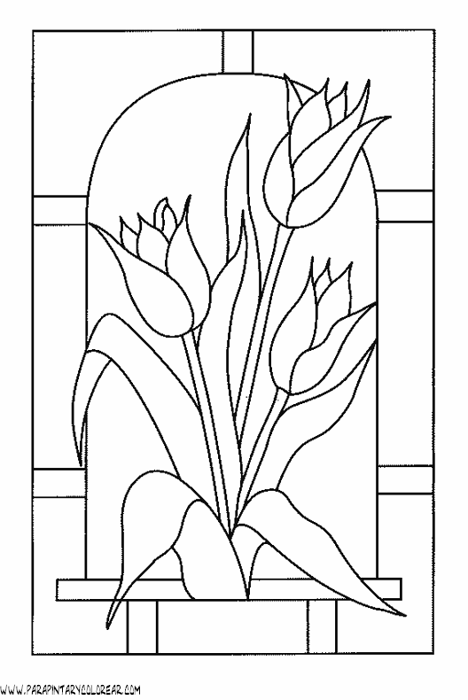 Dibujos Para Pintar De Flores Tulipanes 014